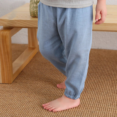 Children's Cotton And Linen Trousers Spring And Summer Thin Boys And Girls Linen Pant Baby Harem Pants WT620