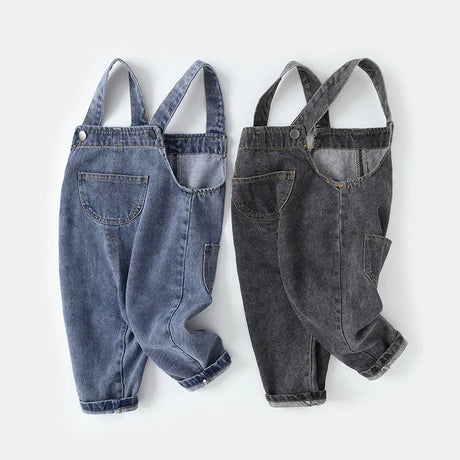 Children Clothes Baby Girls Boys Overalls Solid Brief Style Toddler Denim Overol Jumpsuits