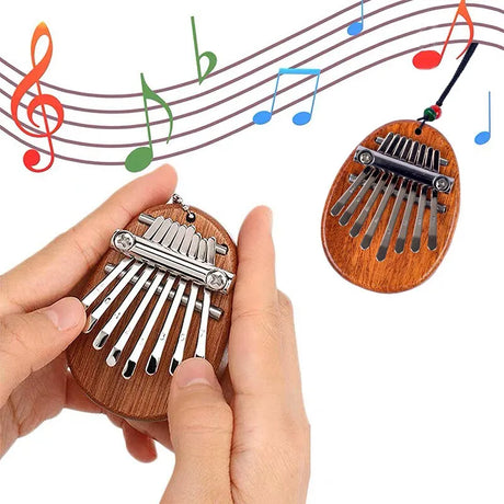 1Pcs Wood Mini Thumb Piano Musical Toys 8 Tones Portable Beginner Finger Piano