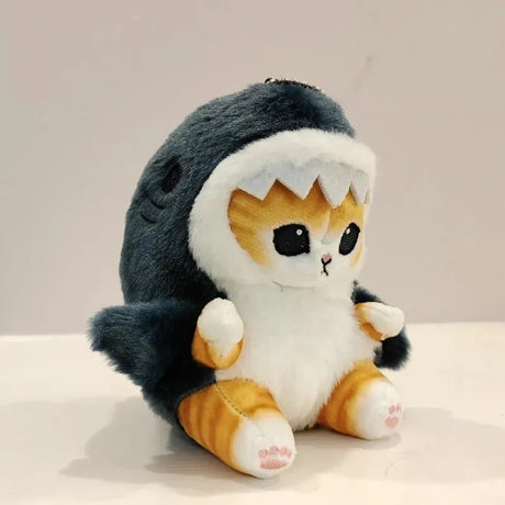 12cm Cartoon Cute Shark Fried Shrimp Cat Plush Doll Pendant Charm Package Pendant